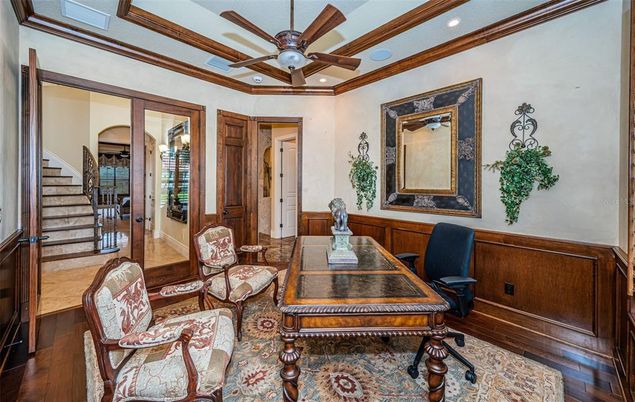 Home Office, Interior, Recessed Lighting, Wood Texture Flooring