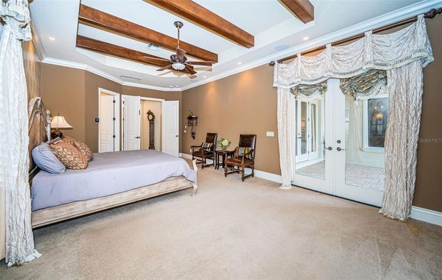 Bedroom, Interior, Recessed Lighting, Wooden Beams