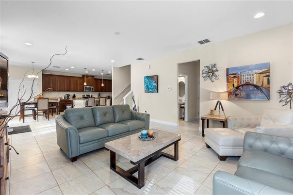Dining room, Interior, Kitchen, Living room, Pendant Lights, Recessed Lighting, Stainless Steel Appliances