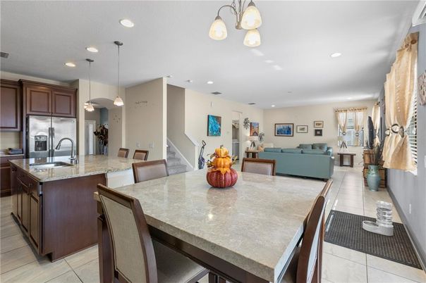 Dining room, Interior, Kitchen, Living room, Pendant Lights, Recessed Lighting, Stainless Steel Appliances