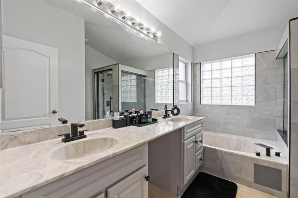 Bathroom, Dual Sink Vanities, Glass Shower, Interior