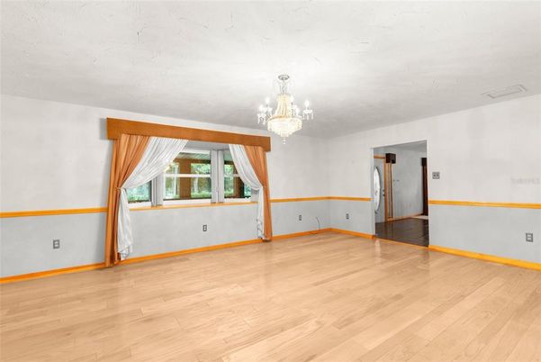 Chandelier, Empty room, Interior, Wood Texture Flooring