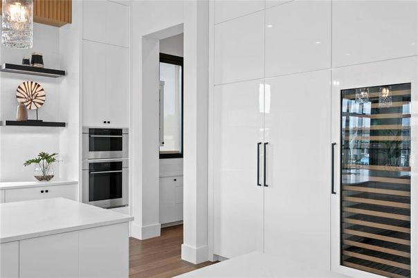 Interior, Kitchen, Pendant Lights, Stainless Steel Appliances, Wood Texture Flooring