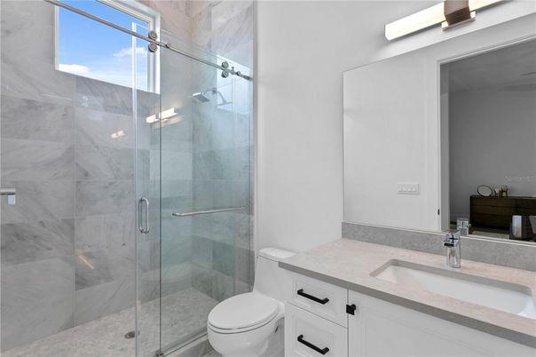 Bathroom, Glass Shower, Interior, Marble Walls