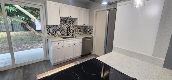 Interior, Kitchen, Recessed Lighting, Wood Texture Flooring