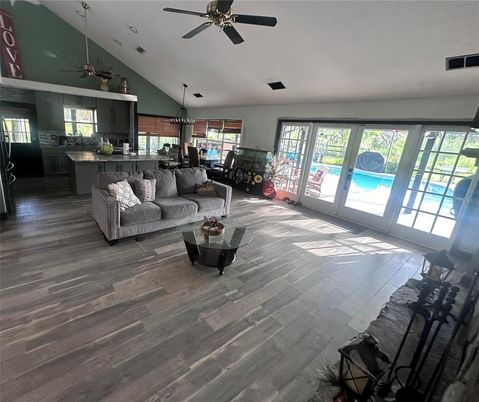 Interior, Kitchen, Living room, Pendant Lights, Recessed Lighting, Wood Texture Flooring