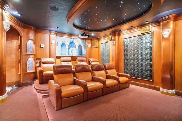 Home Theatre Room, Interior, Projection Screen, Recessed Lighting, Theatre Room, Wooden Walls