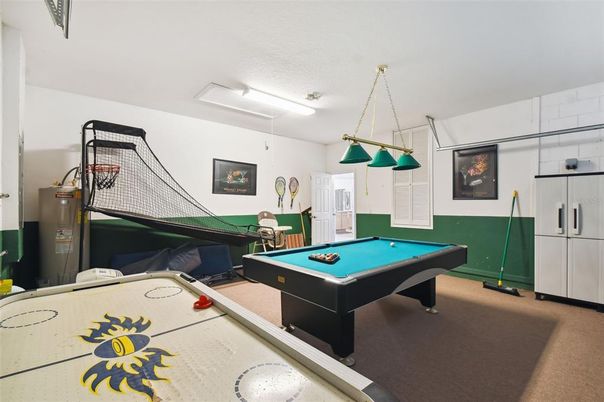 Billiard Table, Game Room, Interior, Pendant Lights