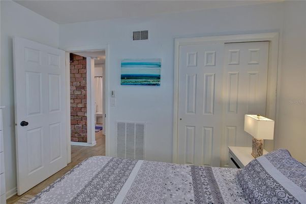Bedroom, Interior, Stone Walls, Wood Texture Flooring