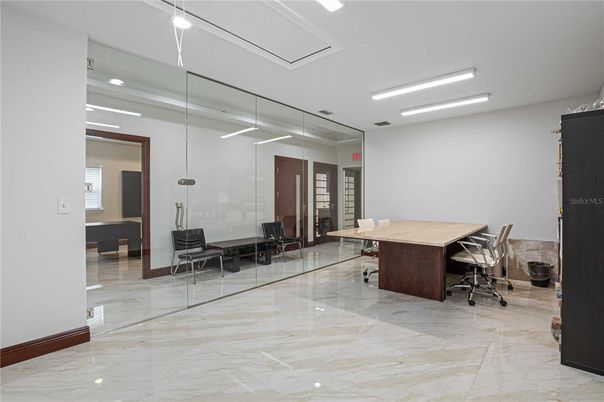 Home Office, Interior, Marble, Recessed Lighting