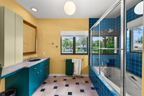 Bathroom, Glass Shower, Interior, Recessed Lighting