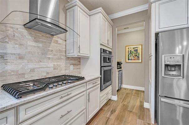 Interior, Kitchen, Stainless Steel Appliances, Wood Texture Flooring