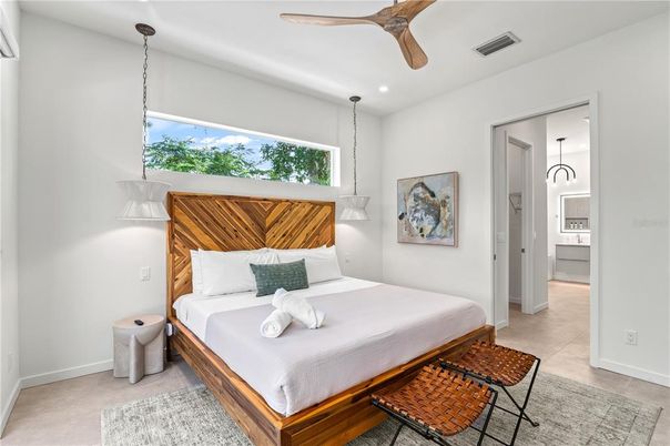 Bedroom, Interior, Pendant Lights, Recessed Lighting