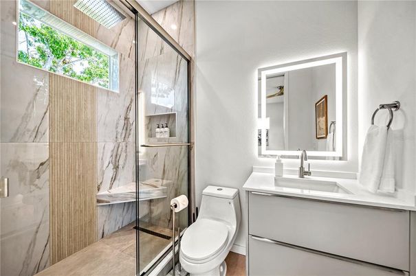 Bathroom, Glass Shower, Interior, Marble Walls