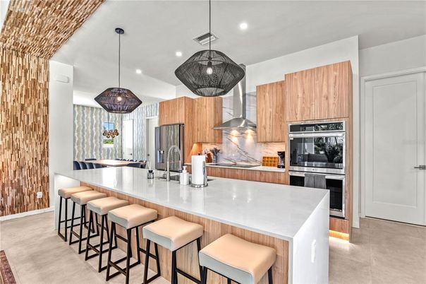 Interior, Kitchen, Pendant Lights, Recessed Lighting, Stainless Steel Appliances