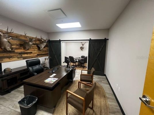 Home Office, Interior, Wood Texture Flooring, Wooden Walls