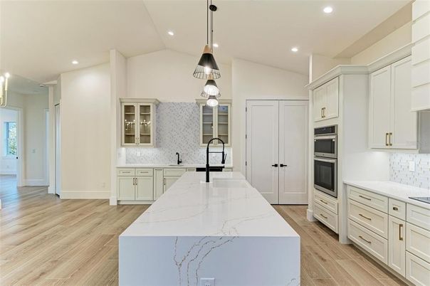 Interior, Kitchen, Pendant Lights, Recessed Lighting, Wood Texture Flooring