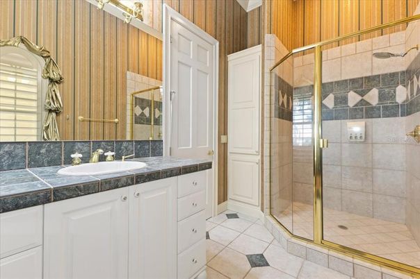 Bathroom, Glass Shower, Interior, Tile Countertops