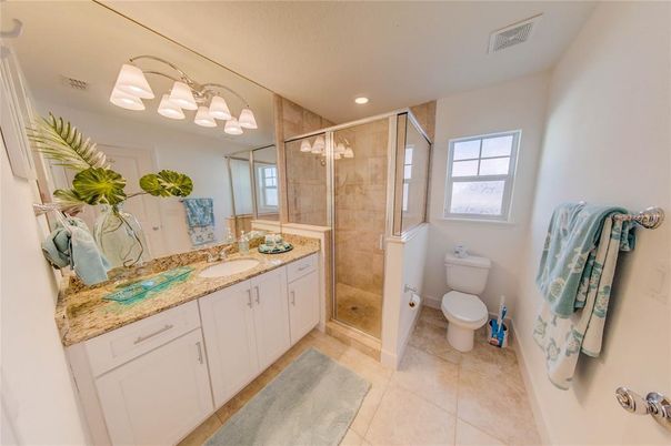 Bathroom, Dual Sink Vanities, Glass Shower, Interior, Recessed Lighting