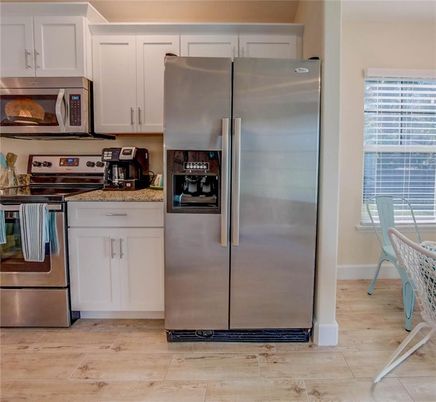 Interior, Kitchen, Stainless Steel Appliances, Wood Texture Flooring