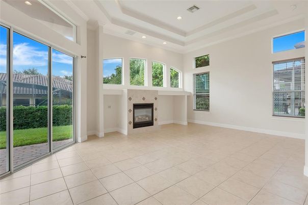 Empty room, Fireplace, Interior, Recessed Lighting