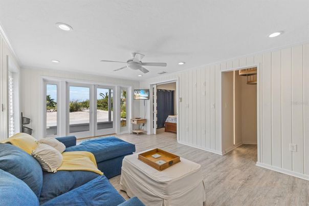 Interior, Living room, Recessed Lighting, Wood Texture Flooring