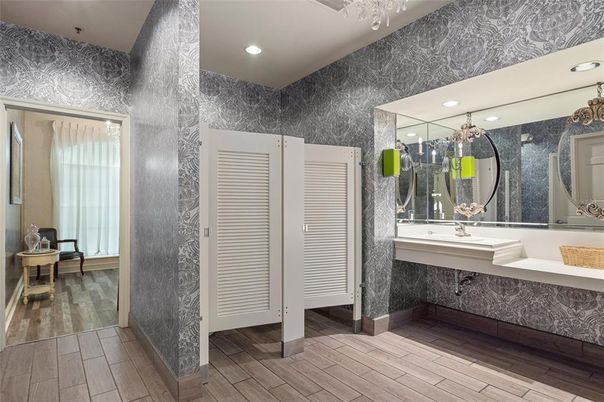 Bathroom, Interior, Recessed Lighting, Wood Texture Flooring