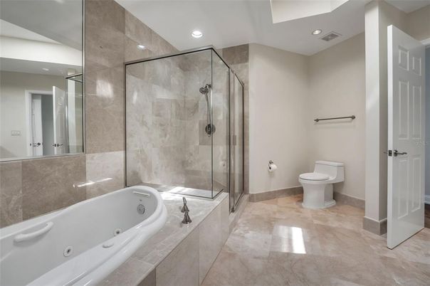 Bathroom, Glass Shower, Interior, Recessed Lighting