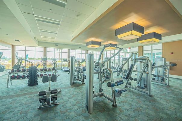 Fitness Equipment, Gym, Interior, Recessed Lighting