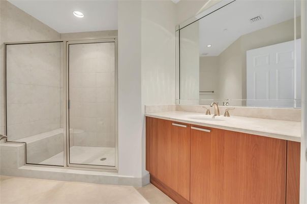 Bathroom, Glass Shower, Interior, Recessed Lighting