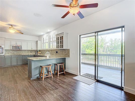 Interior, Kitchen, Recessed Lighting, Wood Texture Flooring
