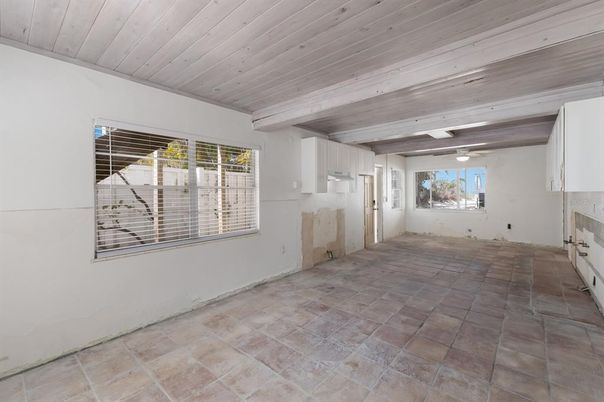 Empty room, Fireplace, Interior, Wooden Ceilings