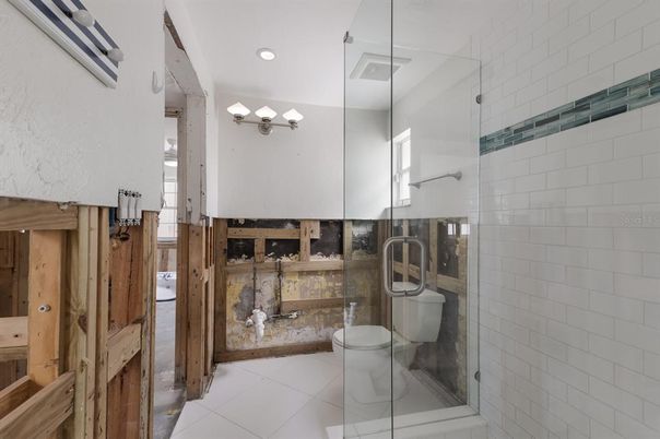 Bathroom, Glass Shower, Interior, Recessed Lighting