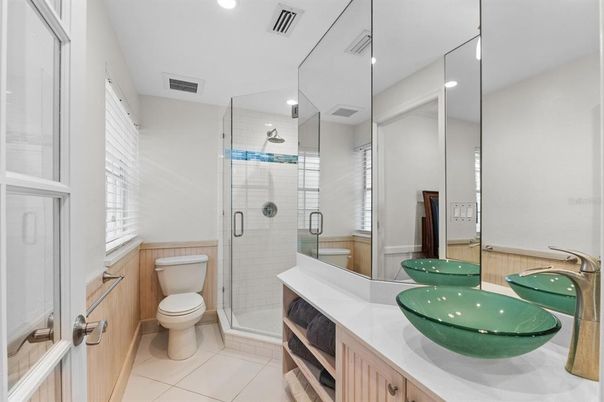 Bathroom, Glass Shower, Interior, Recessed Lighting