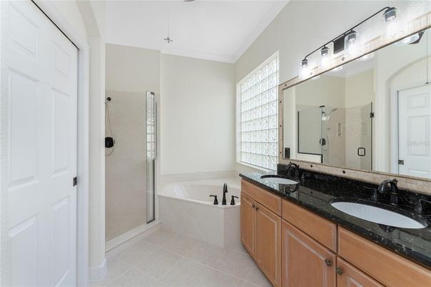 Bathroom, Dual Sink Vanities, Glass Shower, Interior