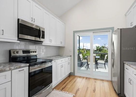 Interior, Kitchen, Stainless Steel Appliances, Wood Texture Flooring