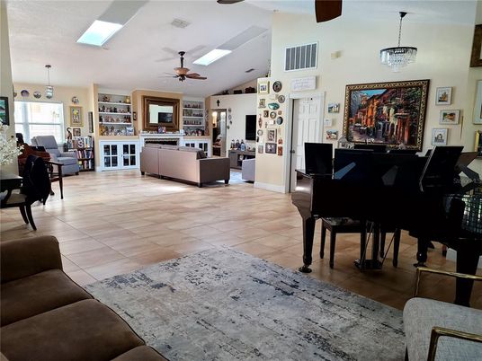 Dining room, Interior, Living room, Pendant Lights, Piano