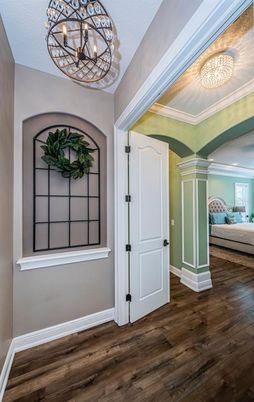 Chandelier, Interior, Wood Texture Flooring