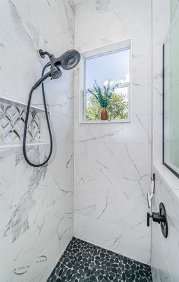 Bathroom, Glass Shower, Interior, Marble Walls