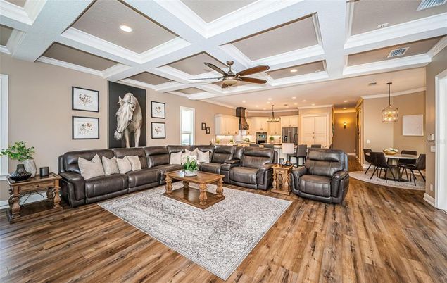 Dining room, Interior, Kitchen, Living room, Pendant Lights, Recessed Lighting, Wood Texture Flooring