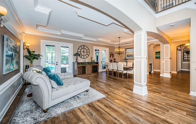 Chandelier, Dining room, Interior, Living room, Wood Texture Flooring