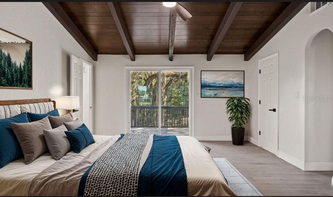 Bedroom, Interior, Wooden Beams, Wooden Ceilings, Wood Texture Flooring