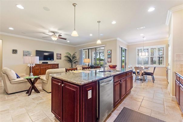Dining room, Interior, Kitchen, Living room, Pendant Lights, Recessed Lighting