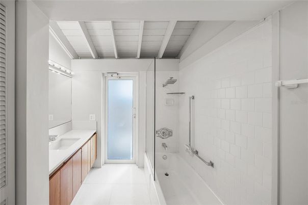 Bathroom, Glass Shower, Interior, Wooden Ceilings