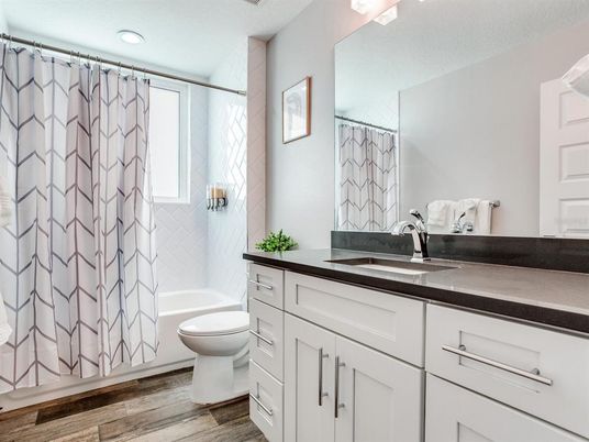 Bathroom, Interior, Recessed Lighting, Wood Texture Flooring