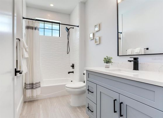 Bathroom, Interior, Recessed Lighting, Wood Texture Flooring