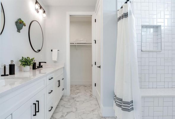 Bathroom, Dual Sink Vanities, Interior, Marble, Walk-in Closets
