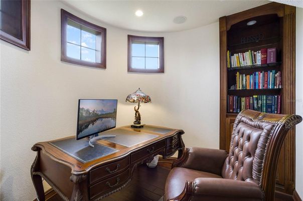 Home Office, Interior, Recessed Lighting, Wood Texture Flooring