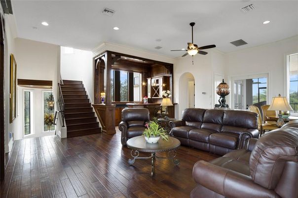 Interior, Living room, Recessed Lighting, Wood Texture Flooring