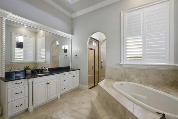 Bathroom, Dual Sink Vanities, Glass Shower, Interior, Recessed Lighting